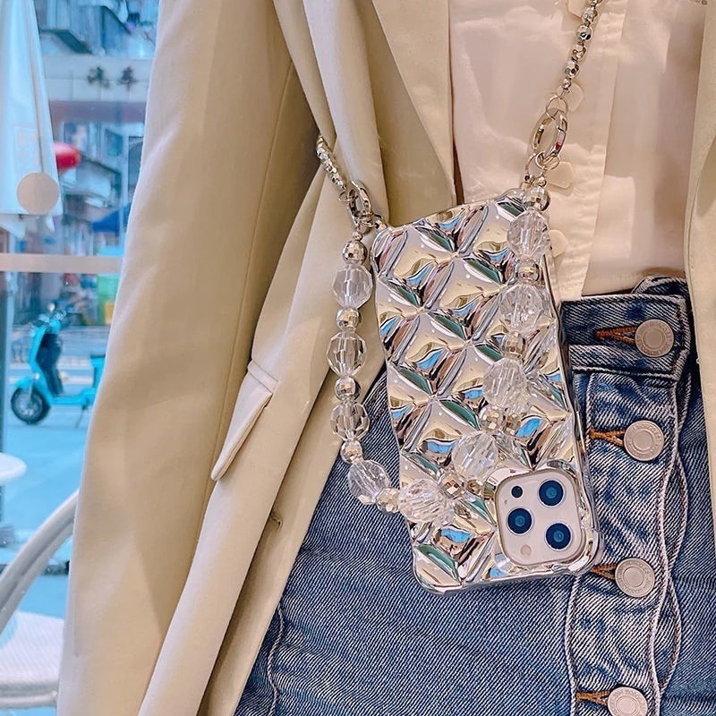 【メガ割】lucky box 韓国ファッション クリスタルクロスチェーン菱格 可愛い 便利 スマホケースショルダー