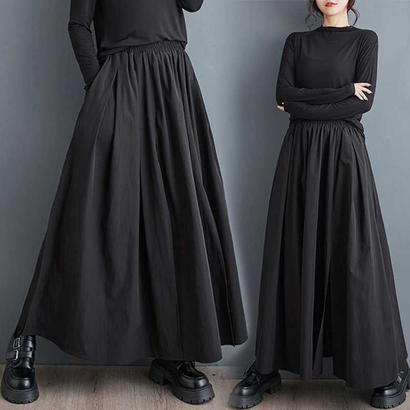 「ファットガール」 2024秋冬新品 ロングスカート プリーツ スリット ゴム 大きいサイズ 体型カバー レディース スカート メガ割30%までに制限