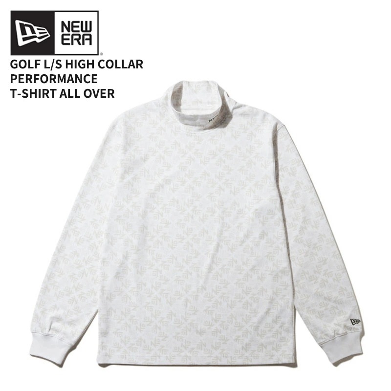 ニューエラ ゴルフウエア 長袖Tシャツ NEW ERA 長袖 ハイカラー パフォーマンス Tシャツ All Over オフホワイト ゴルフ カットソー トップス 8,800円