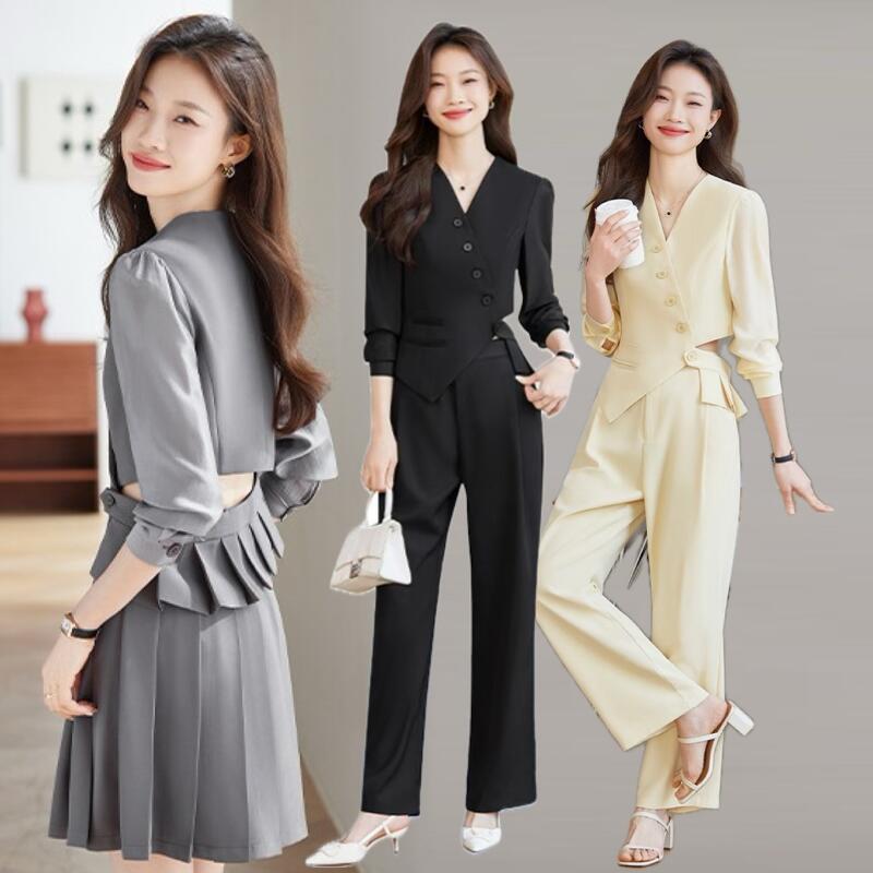 特別仕様S～2XL（3L）3色ブラック グレー イエロー スーツ セットアップ スカートスーツ パンツスーツ 結婚式 パーティー OL 卒業式 入学式 インスタ 撮影オシャレデザインジャケット 6,603円