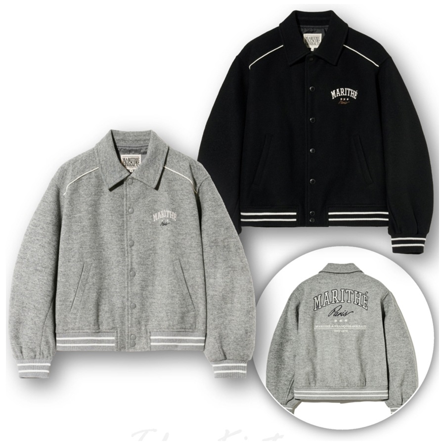 WOOL PIPING VARSITY JACKET