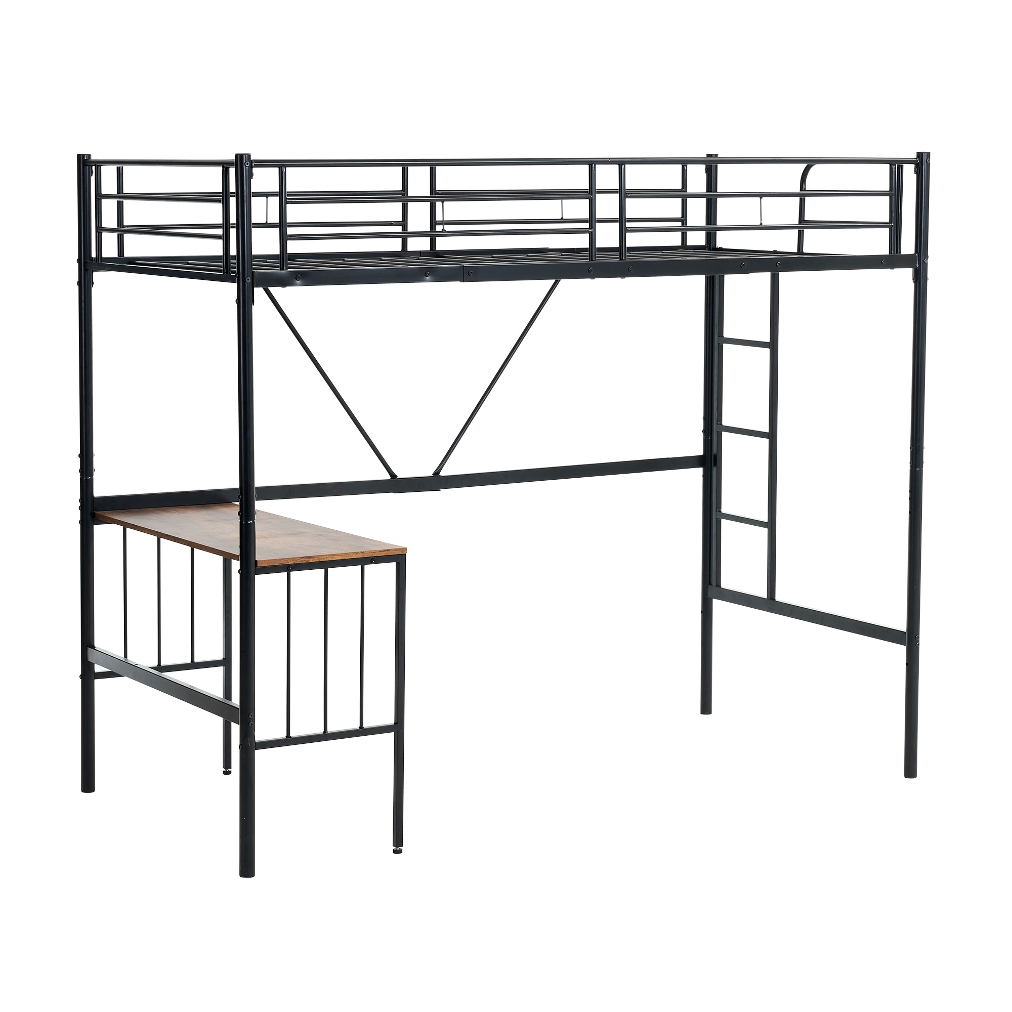 【国内へ発送&送·料·無·料】572【新品】　ホワイトロフトベッド パイプベッド シングル 木 収納 北欧風 子供部屋 スチール 耐震 ベッド SDG