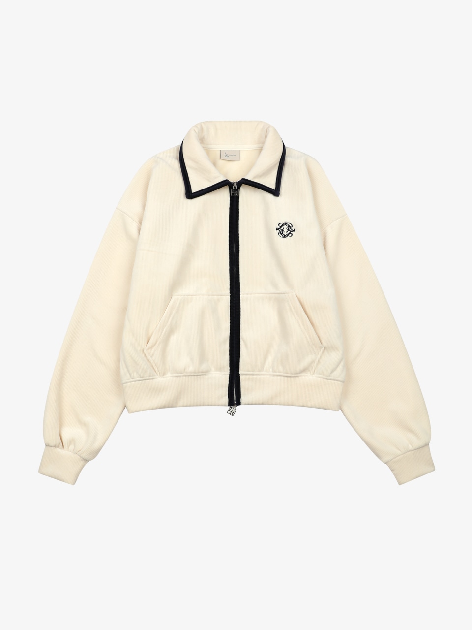 LOSSYROW ロッシーベロアラインジップアップクリーム