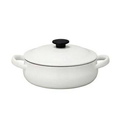 野田琺瑯 LUKE（ルーク）浅型キャセロール 25cm /日本製 国産品 両手鍋 ほうろう ホーロー 琺瑯鍋 調理用具 おしゃれ シンプル IH対応 100V 200V 直火対応 ホワイト 白 おでん