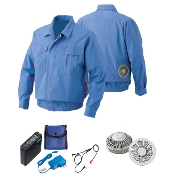 KU91730 空調服 綿 難燃性 FAN2200G/LISUPER1セット ライトブルー L