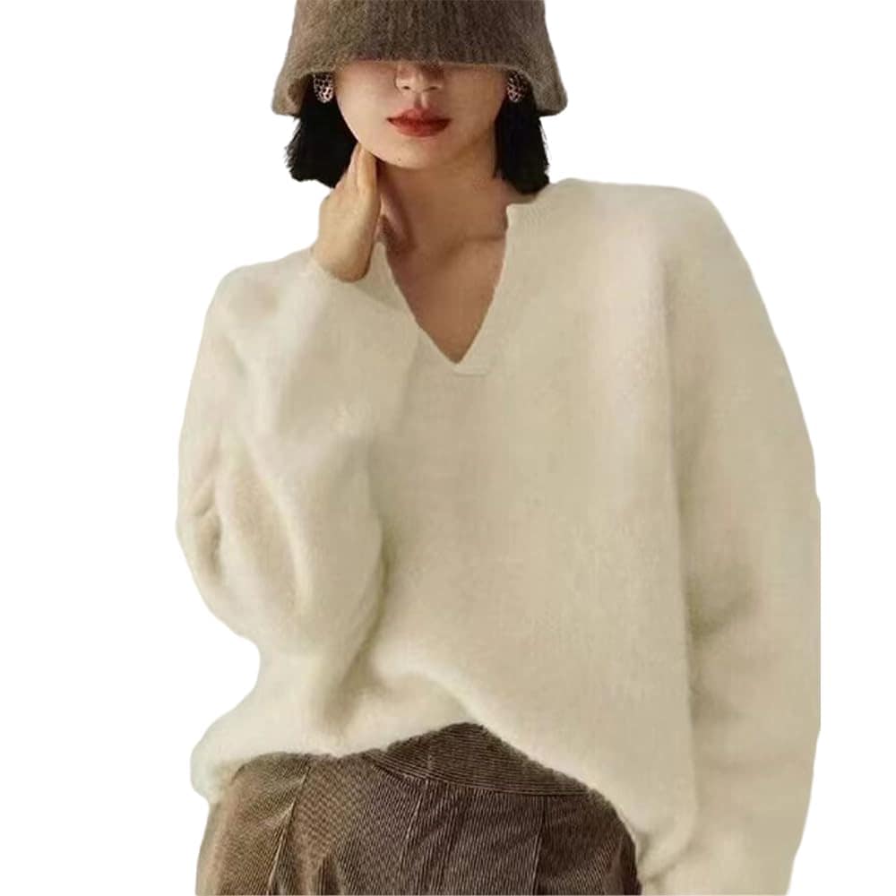 [xppe] セーター レディース ニット ｖネック 長袖 ５色展開 無地 秋 プルオーバー トップス ゆったり シンプル アプリコット 秋 冬