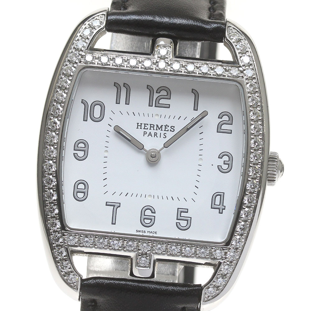エルメス HERMES CT1.730 ケープコッド トノー ダイヤベゼル クォーツ レディース _842324【中古】
