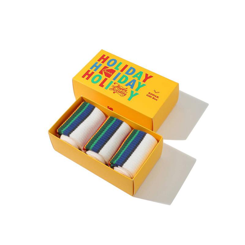[公式]レインボーストライプクルーソックス 3PC WHITE
