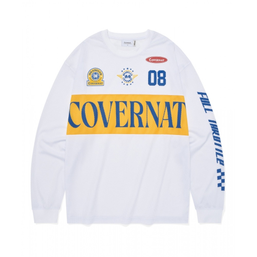 COVERNAT [COVERNAT X ラングラー] ブロックコアメッシュロングスリーブホワイト