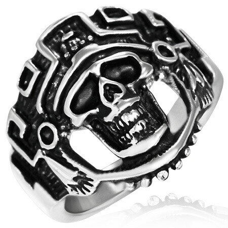 神官スカルステンレスリング（RMT110）指輪 29号 ドクロ ガイコツ 古代エジプト 髑髏 骸骨 サージカルステンレス316L アクセサリー 男性 女性 プレゼント r0594xxxxxxxx