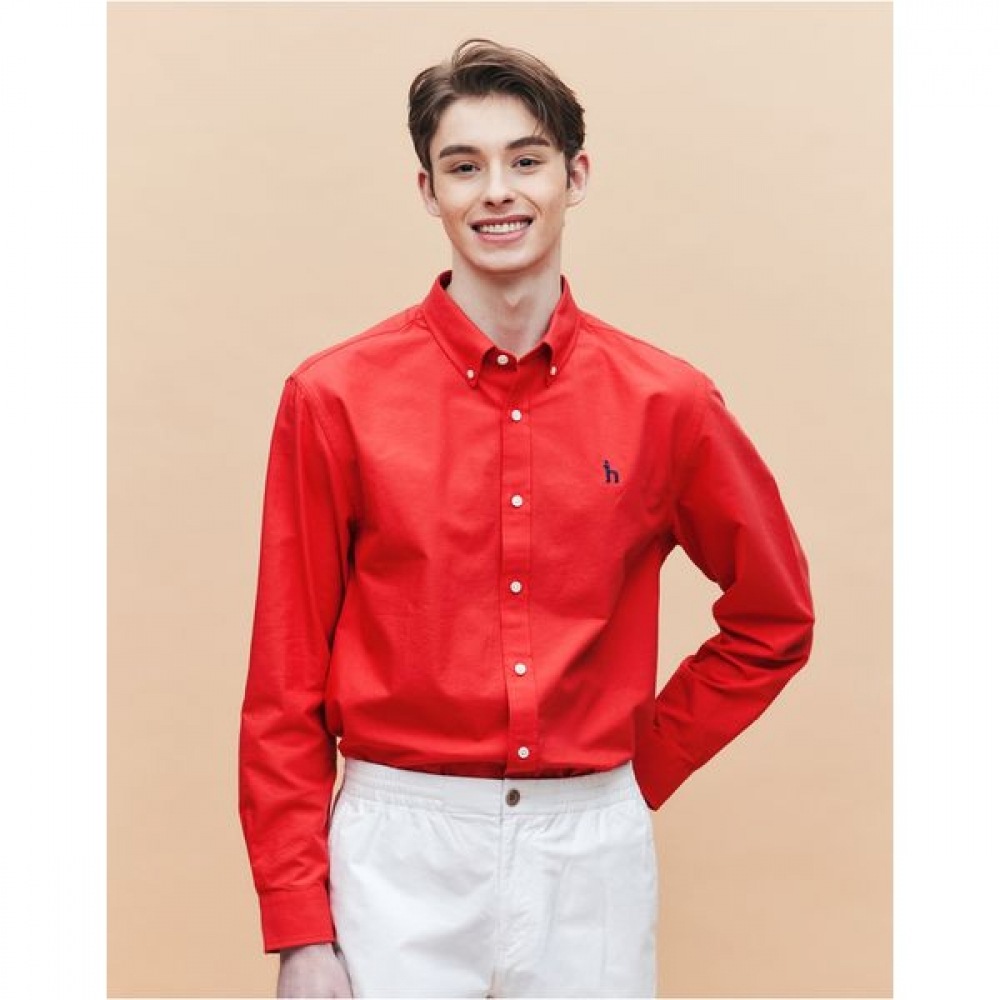 [ヘッジス] 25SSレッドソリッドオックスフォードシャツHZSH5A202R2