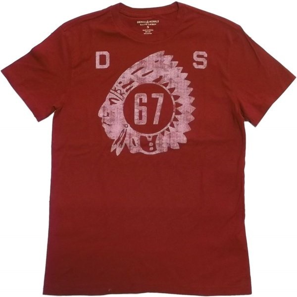 LA直輸入 デニム＆サプライ メンズ 半袖 プリント Ｔシャツ コットン レッド print t shirts ラルフ 045
