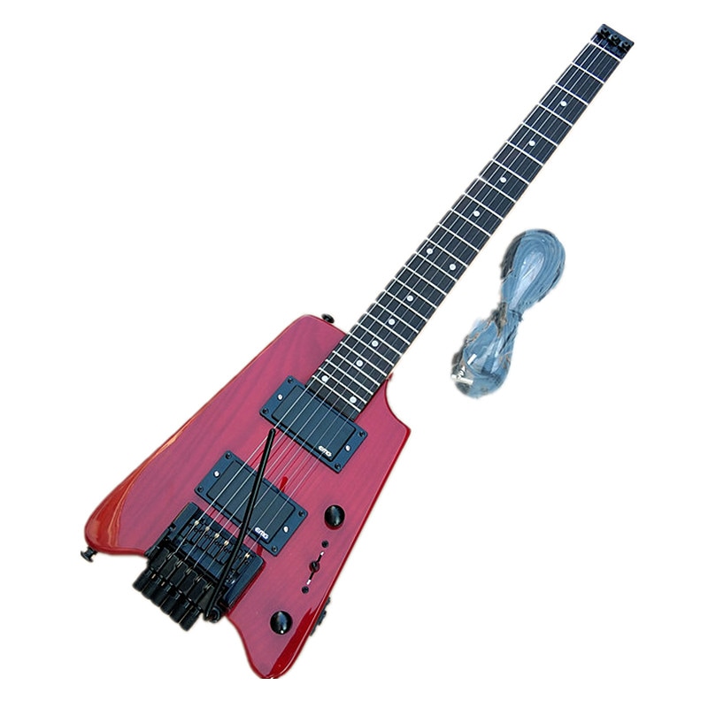透明赤色6弦無頭エレキギターashボディアクティブピックアップローズウッド指板 HG332 20,160円