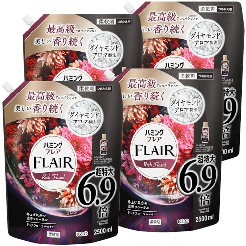 【ケース販売】フレア 最高級アロマバランスで美しい香り続く ダイヤモンドアロマ製法 リッチフローラルの香り 詰め替え 2500ml 4個セット