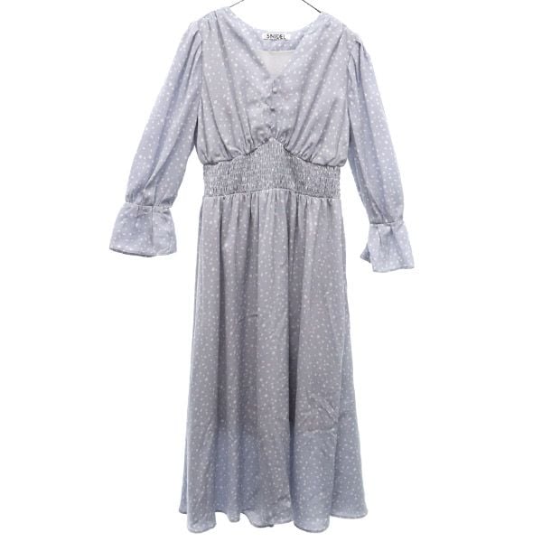 SFKB221300 総柄 7分袖 ロングワンピース F ブルー レディース