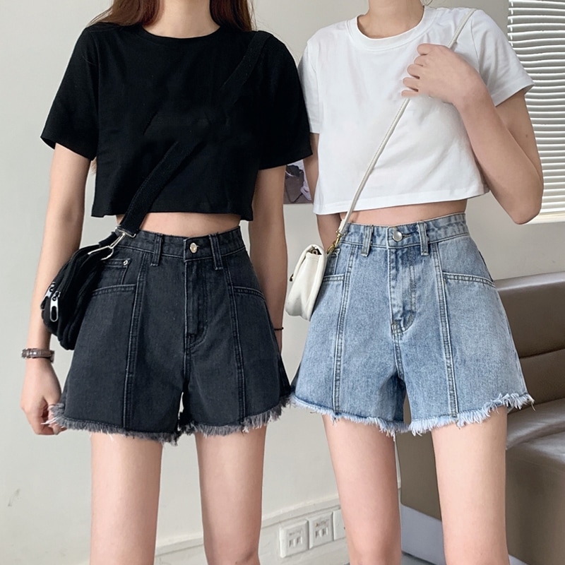 ビッグサイズデニムショーツレディース夏ハイウエストスキニーヘアリーワイドレッグルーズAホットパンツ パンツ ワイドパンツ ショートパンツ ショート丈 Aライン ハイウエスト 大人可愛い シンプル 5,096円