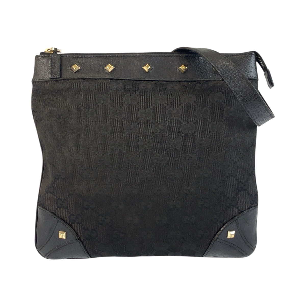 スタッズ ブラック 黒 ゴールド金具 GGキャンバス/レザー 120893 ショルダーバッグ ポシェット レディース 504782