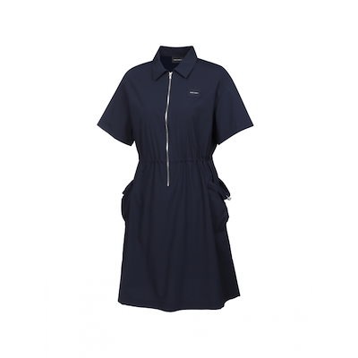 WIDEANGLE レディースショートスリーブストリングワンピース L_Navy
