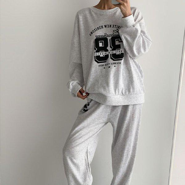 Hスタイル(SET)インフィニティセット 春 女性 トレーニングウェアセット スウェットセット パンツセットアップ ホームウェア パジャマ オーバーフィット