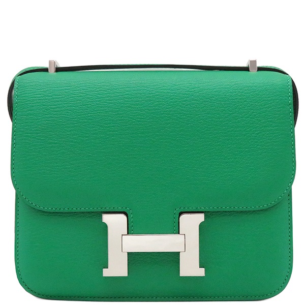 エルメス HERMES ショルダーバッグ コンスタンス3 ミニ ミロワール シェーブル ミント シルバー金具 緑 U刻印（2022年製） 【箱】【中古】