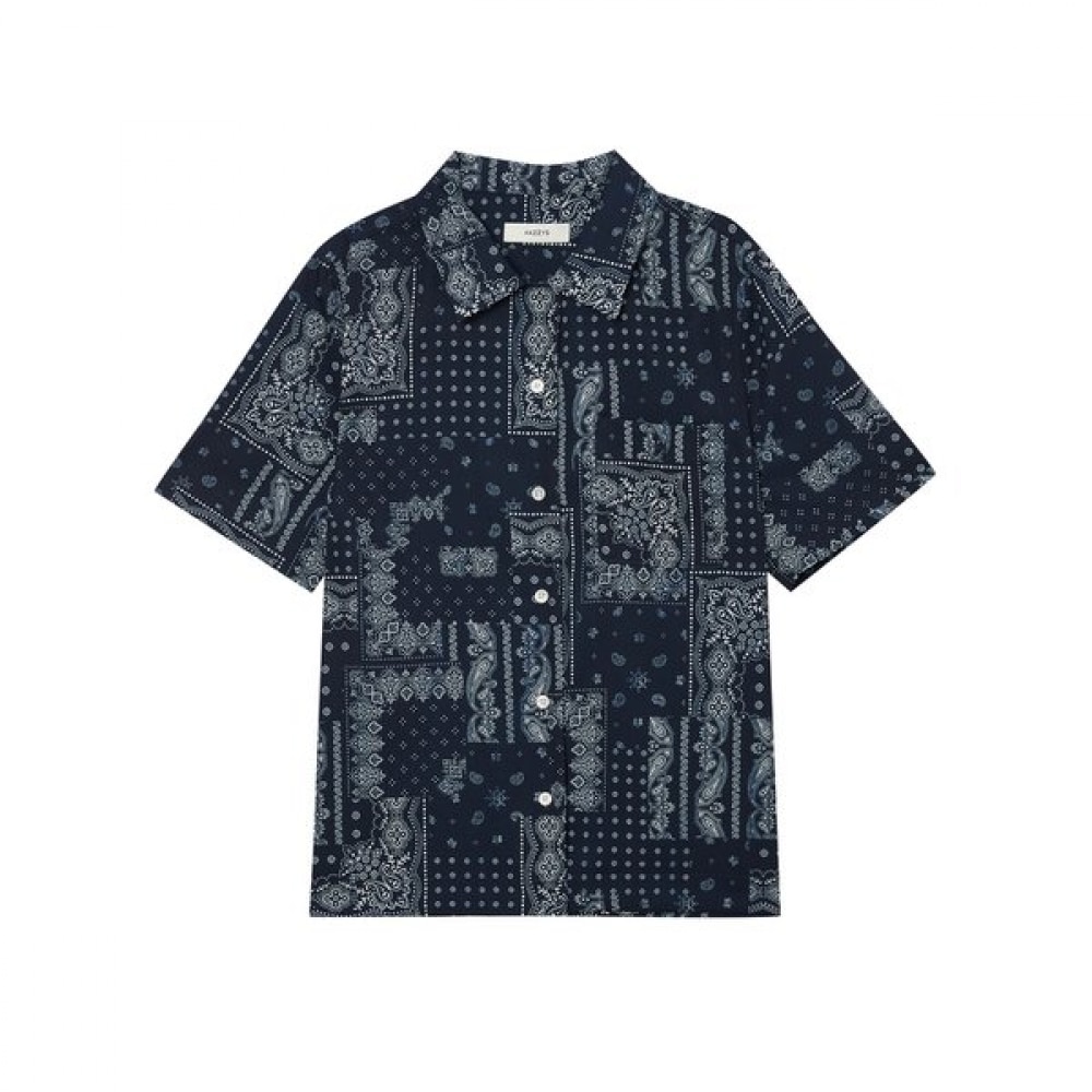 [24SS] [追加セール] ネイビーパターンショートスリーブシャツ HSSH4B601N2