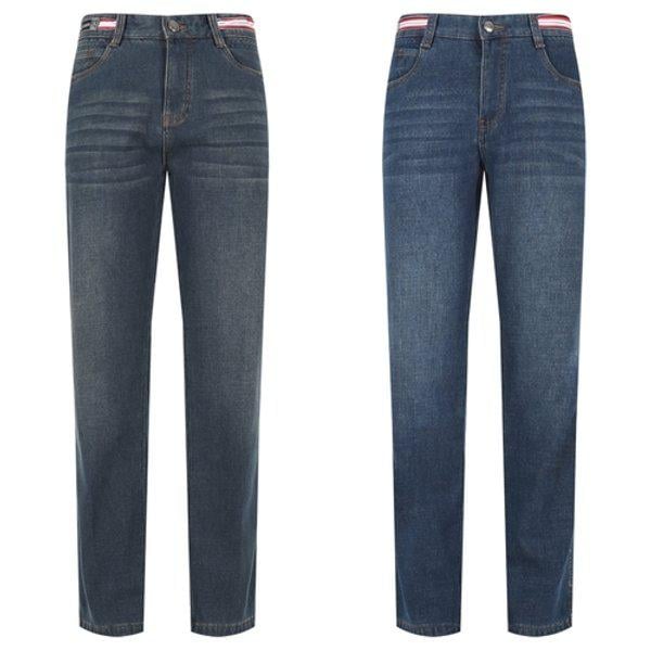 メンズ起毛配色ポイントブルーデニムパンツ GD-JEK-568