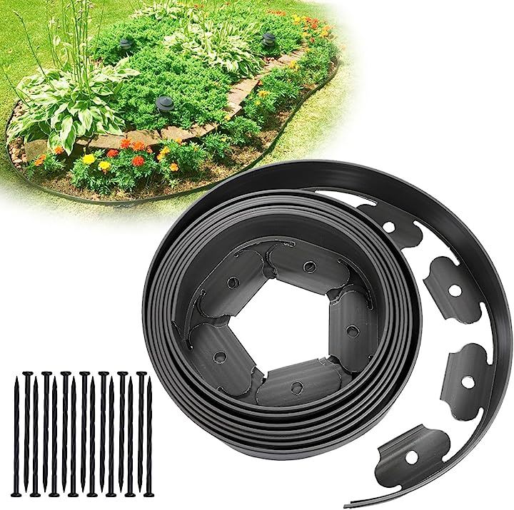 ガーデンエッジ フェンス 花壇 土留め 芝生 根止め 高さ5cm 仕切り 柵 園芸 ガーデニング diy 高さ5cmx長さ10m(グレー, 高さ5cmx長さ10m)