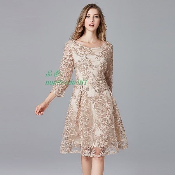 パーティードレス 上品 披露宴 大きいサイズ 40代 フォーマルドレス 袖あり 七分袖 結婚式 謝恩会 着痩せ ロング丈 韓国風 二次会 レースワンピース お呼ばれ 5,068円