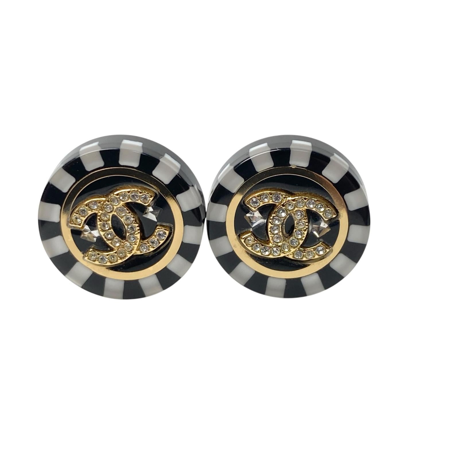 美品 シャネル CHANEL ピアス ココマーク サークル GP D23 C ストーン レディース
