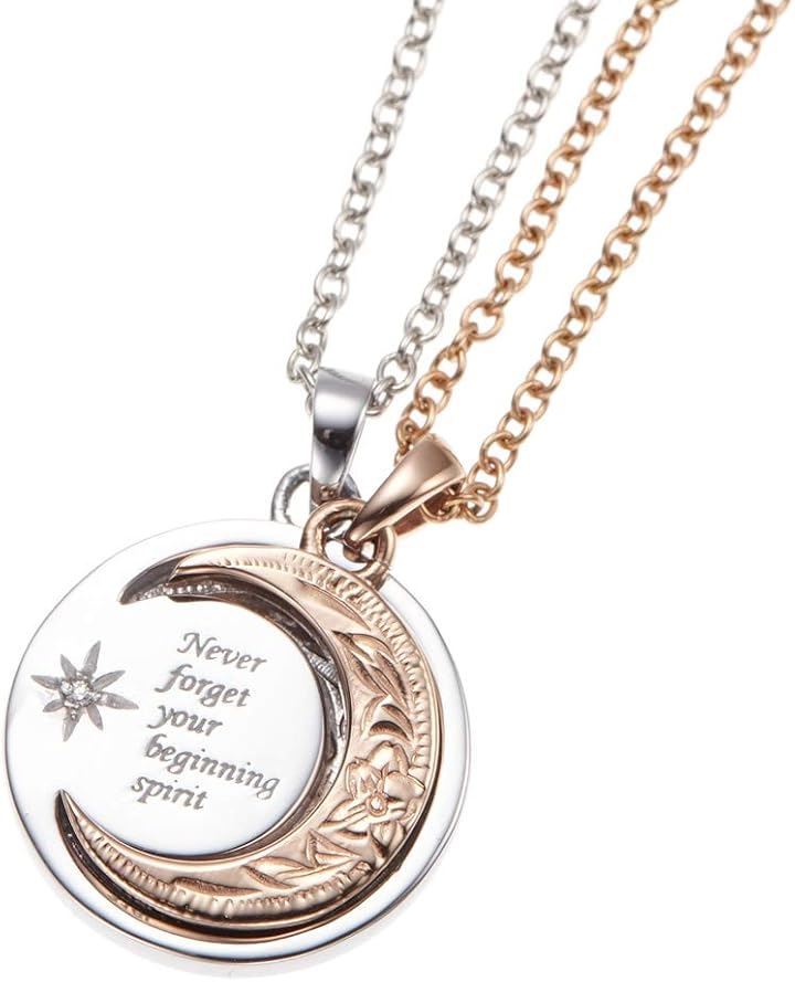 サージカルステンレス316L製 ハワイアンジュエリー 三日月 ムーン ペアネックレス レディース メンズ