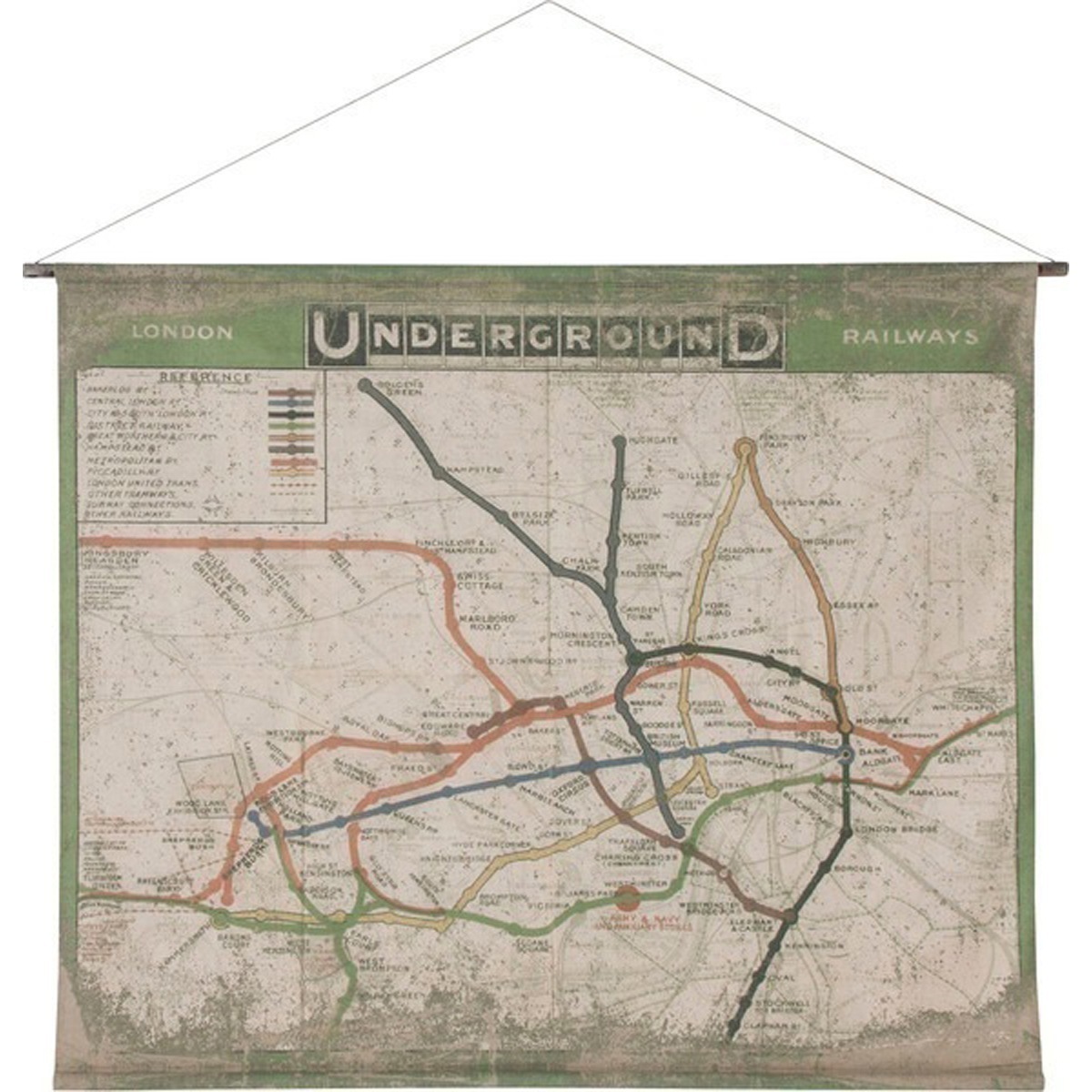 タペストリー ART-119A 壁掛け 幅162cm 路線図 古地図風 アンティーク風 レトロ 天然木 杉 ポリエステル インテリア雑貨 店舗 ショップ 備品 什器