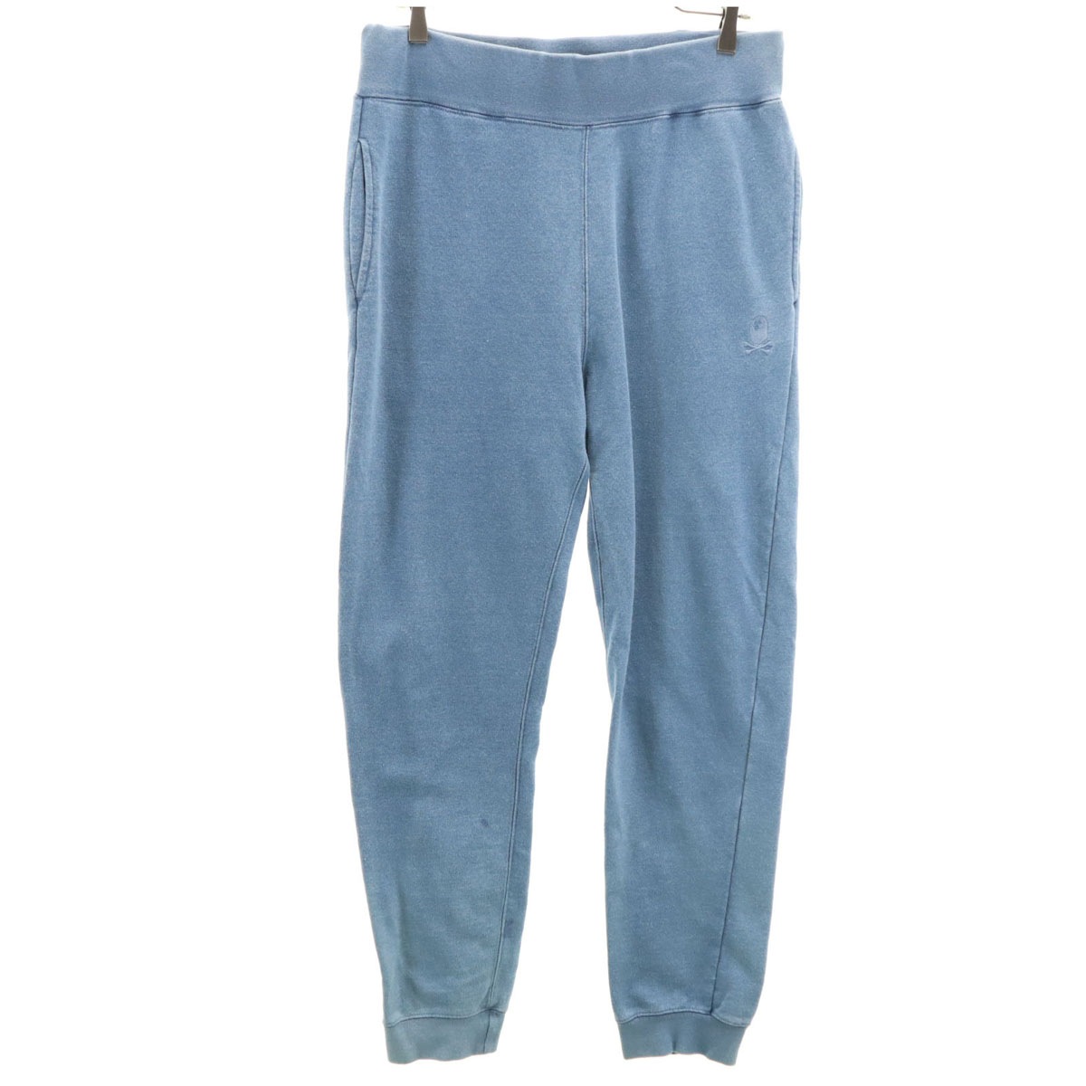 A BATHING APE PIRATE STORE アベイシングエイプ パイレーツストア インディゴ染め スウェットパンツ L 水色 メンズ 古着