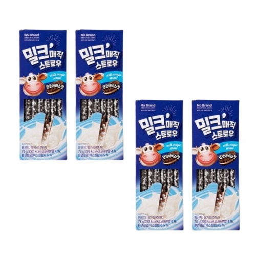 ノーブランドミルクマジックストローココアビスケット78g x 4ボックス簡単おいしいドリンクスナックデザートキャンプ