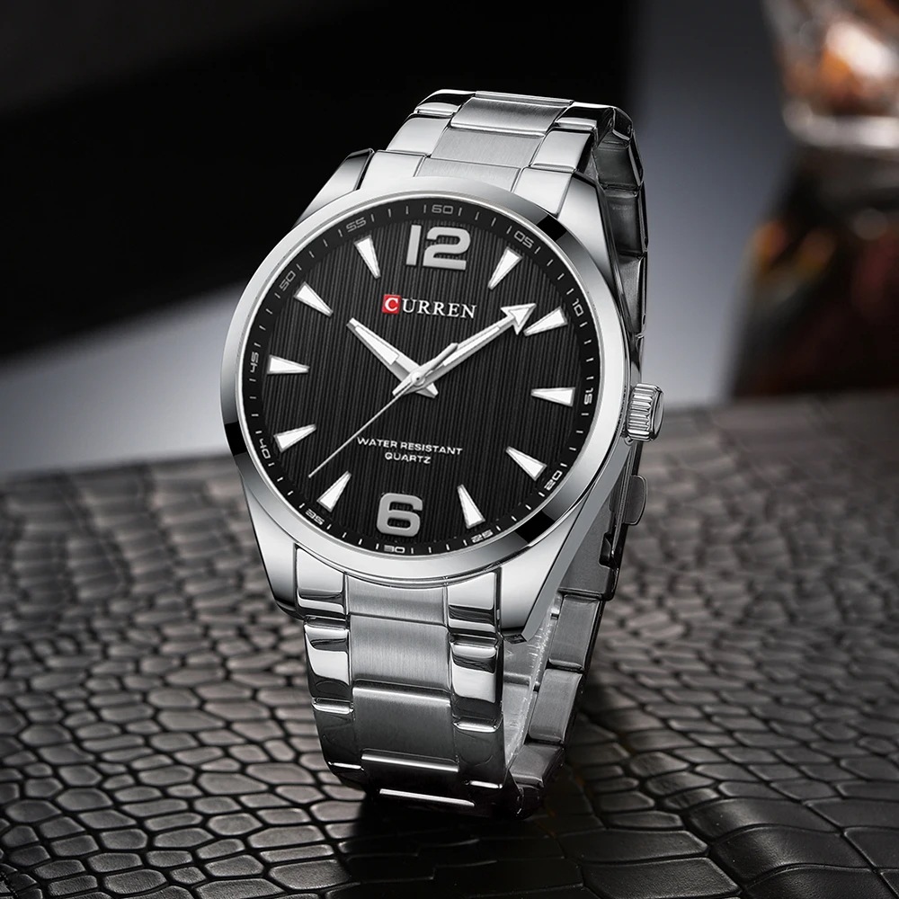 CURREN 8434 ファッションブランド メンズ腕時計 防水 夜光 エレガント ビジネス ステンレススチールストラップ メンズギフトウォッチ reloj hombre