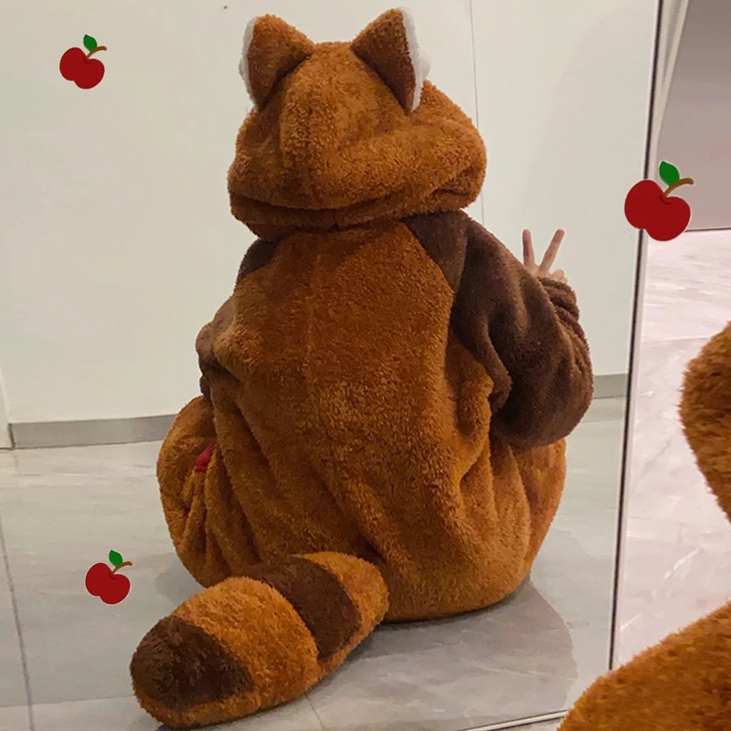 レッサーパンダナイトガウンスタイルコーラルベルベットプラスベルベット厚みのある大きいサイズワンピースパジャマメンズホーム服セット079