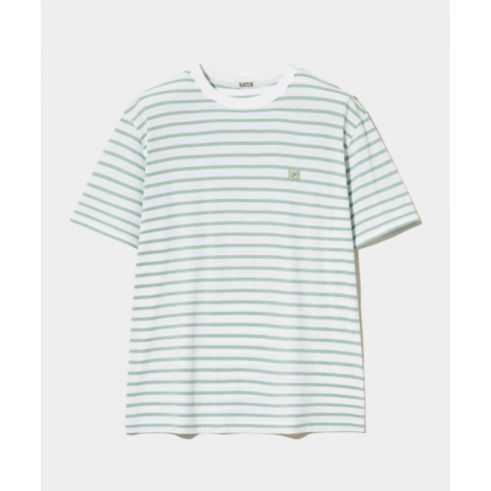 SATUR オールデイベーシックストライプショートスリーブ T シャツミント