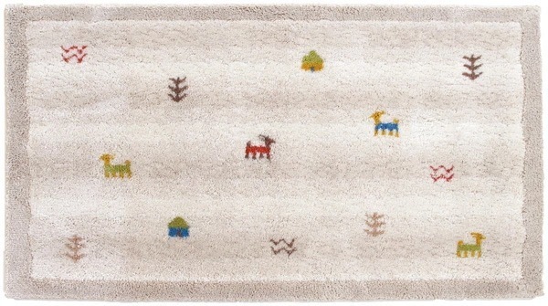 ギャベ 吸着 60×110cm 玄関マット ベージュ 洗濯機 丸洗い 洗える 薄手 コーナー 吸着 ズレ 北欧 ラグ ラグマット 日本製