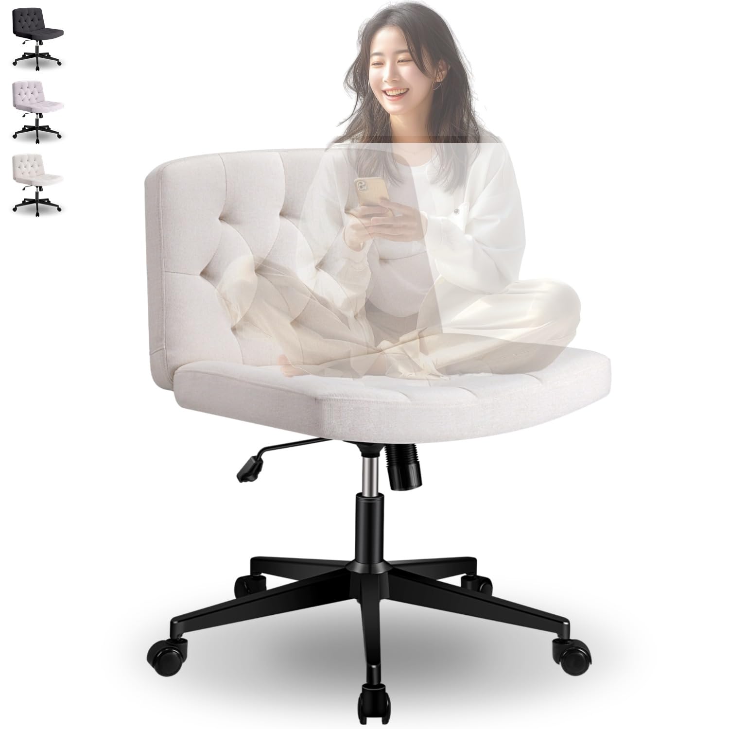 デスクチェア あぐらチェア 座面 広い 幅65CM 胡座チェア 椅子 おしゃれ ヨガ 椅子 日本語説明書付き アームレス オフィスチェア パソコン ワイド ホーム オフィス クロス 80038