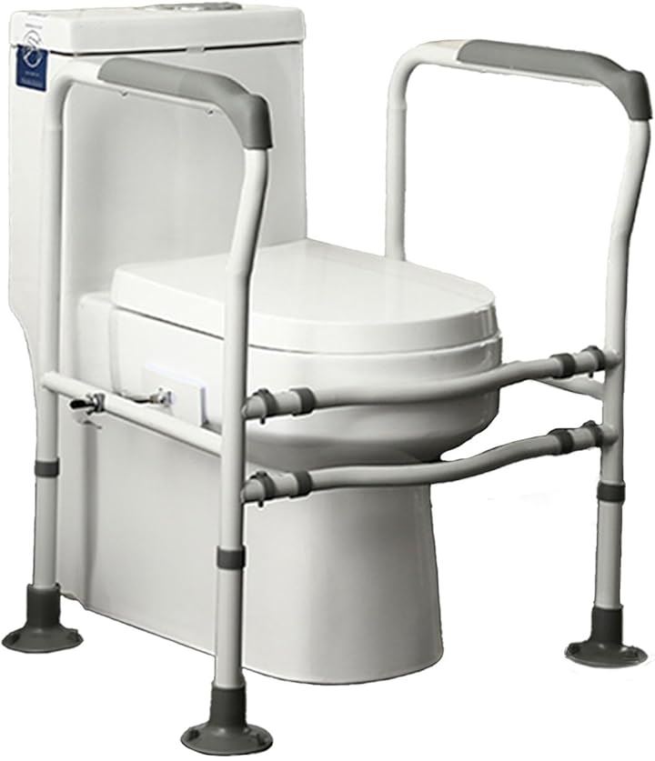 トイレアシストアーム 立上り補助 介助 介護 サポート 抗菌 トイレ用手すり 吸盤付き 工事不要 工具不要 簡単取付 簡単組立 手摺 転倒防止 高さ 幅 調節可能( ホワイト)