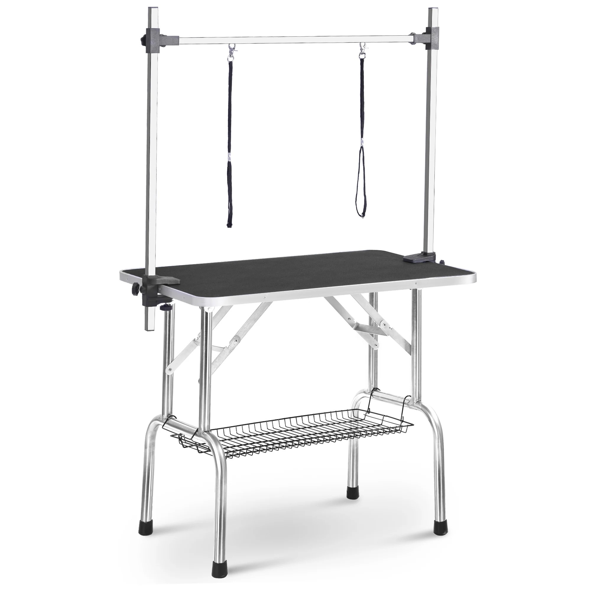 【安心保証】トリミングテーブル 折りたたみ トリミング台 H型アーム棒 頑丈型 多頭 トリミング 折り畳み ペット用 シャンプー カット ブラック