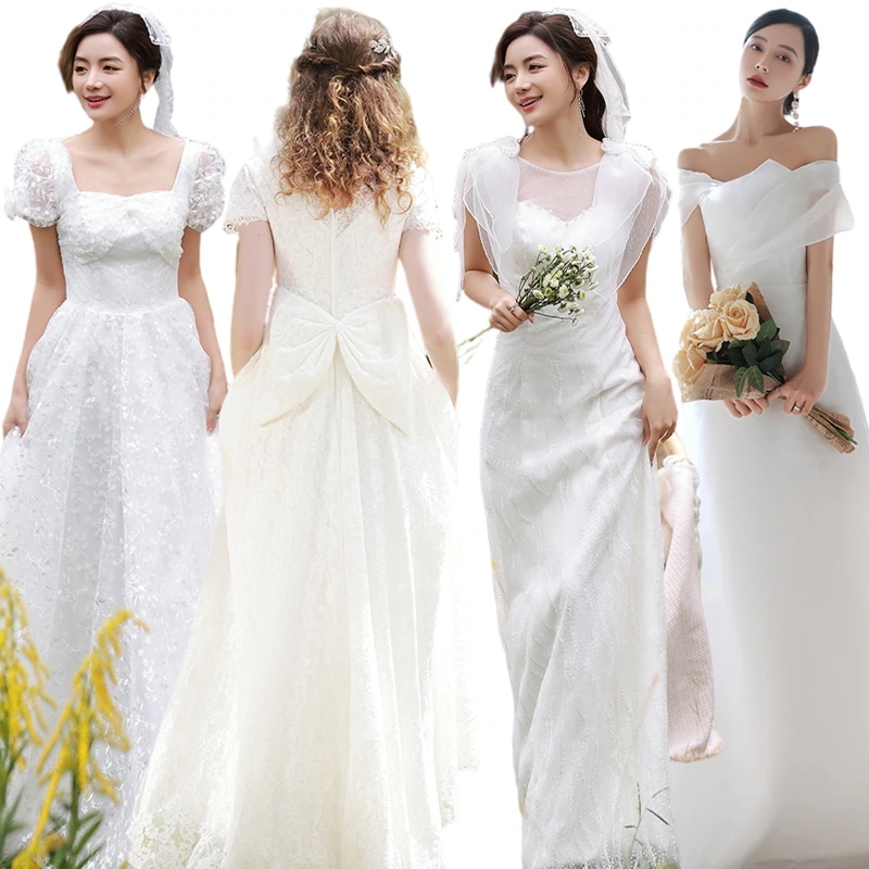 結婚式二次会 半袖 長袖ドレス ワンピース 前撮り Aライン マーメイド 花嫁ロングドレスお呼ばれ 新品パーティードレス 結婚式ワンピース ウエディングドレス白 花嫁ロングドレス 二次会 お呼ばれ