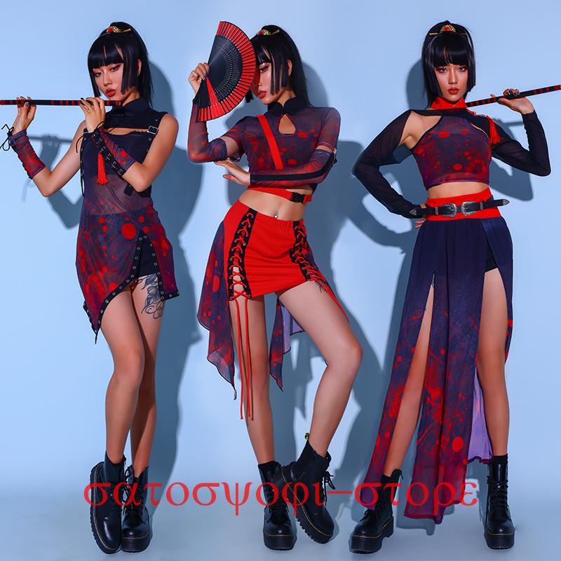 新作即納ダンス衣装 セットアップ 人 ダンス 衣装 レディース 演出服 ステージ 衣装 ダンスウェア レディース おしゃれ 赤 レッド 団体服 舞台服 jazz DS 上下ダンス衣装 セットアップ