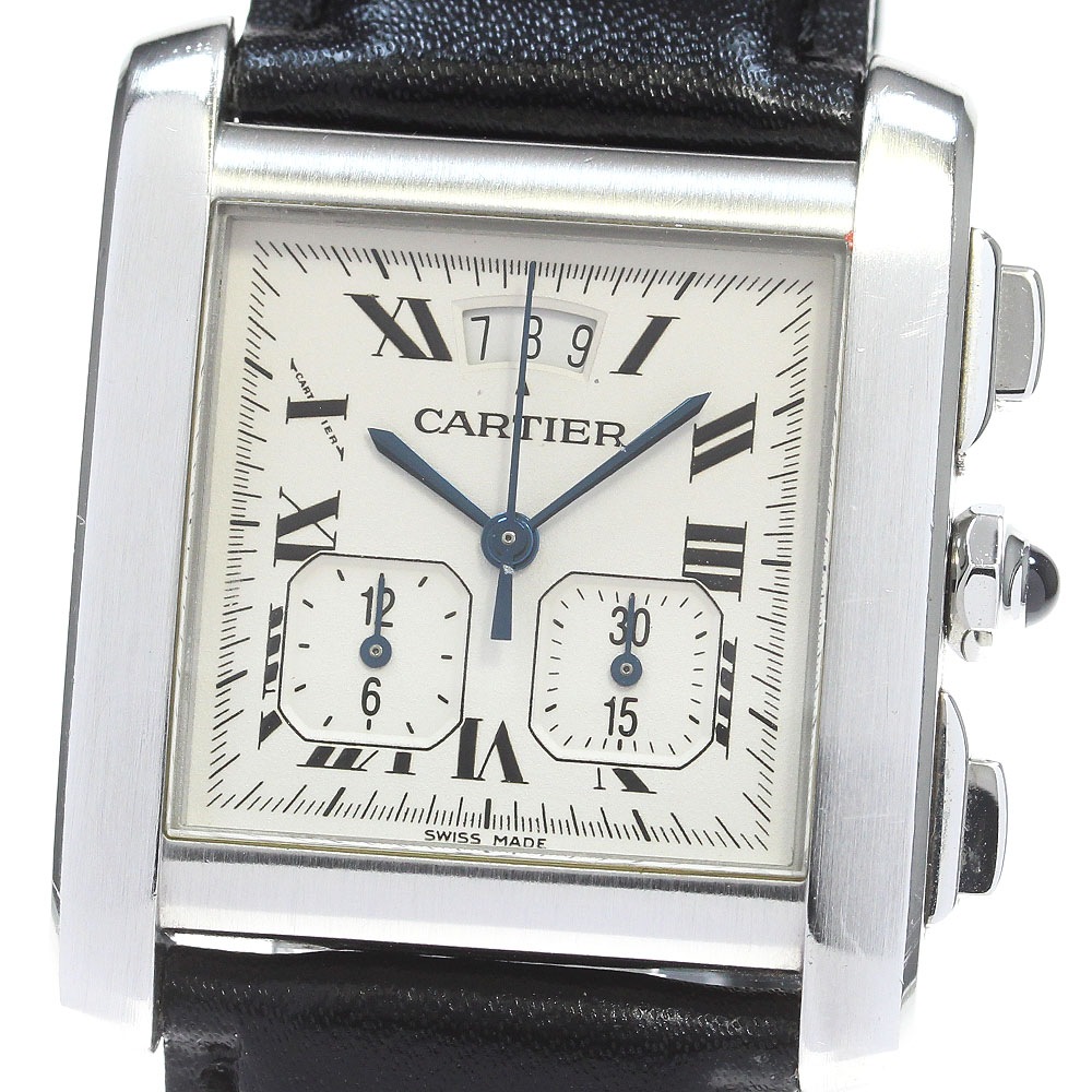 カルティエ CARTIER W5101455 タンクフランセーズXXL クロノリフレックス デイト クォーツ メンズ 保証書付き_826515【中古】