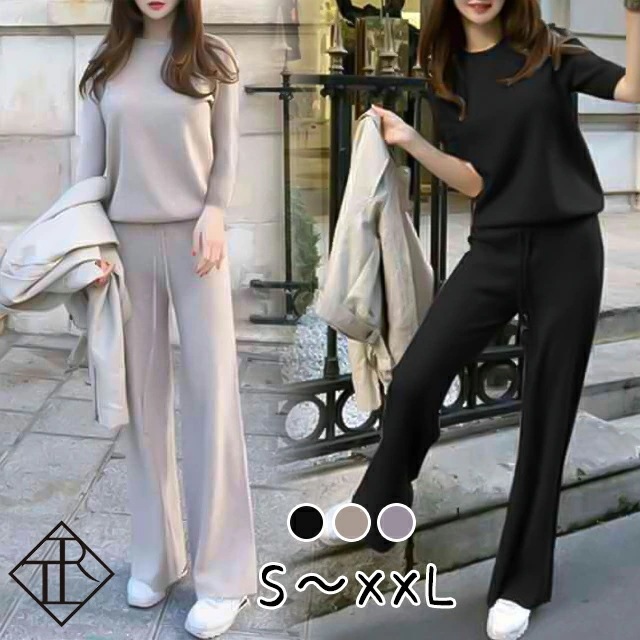 【即納】セットアップ レディース カジュアル パーカー上下セット スウェット スポーツウェア パーカー ワイドパンツ ルームウェア アクティブウェア 部屋着 ゆるい ふんわり お出かけ シンプル 無