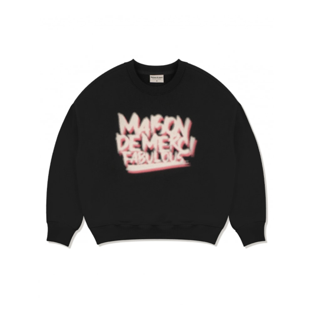 ファビュラスアーカイブ女性用ツートーンブロークンロゴクロップスウェットシャツブラック (FCE1TS301W)