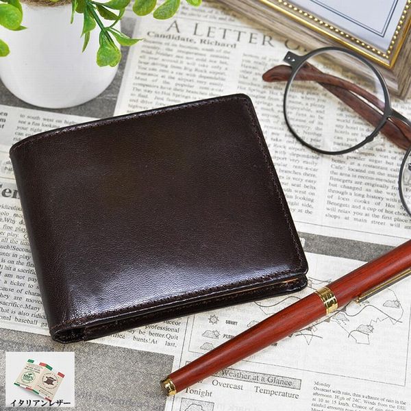 二つ折り財布 財布 ファッション小物 メンズファッション イタリアンレザー 札入れ 品質高い 牛革