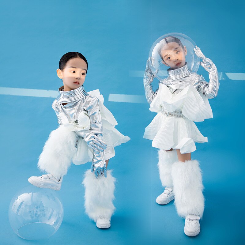 ショー テクノロジー感覚 モールド 宇宙服 パーティー 結婚式 ドレス キッズ 膝丈 学生 ノ演奏 演出 発表会 花柄 フォーマル 女の子 成人子供男 スーツ ハロウィン 年新作入荷コスプレ