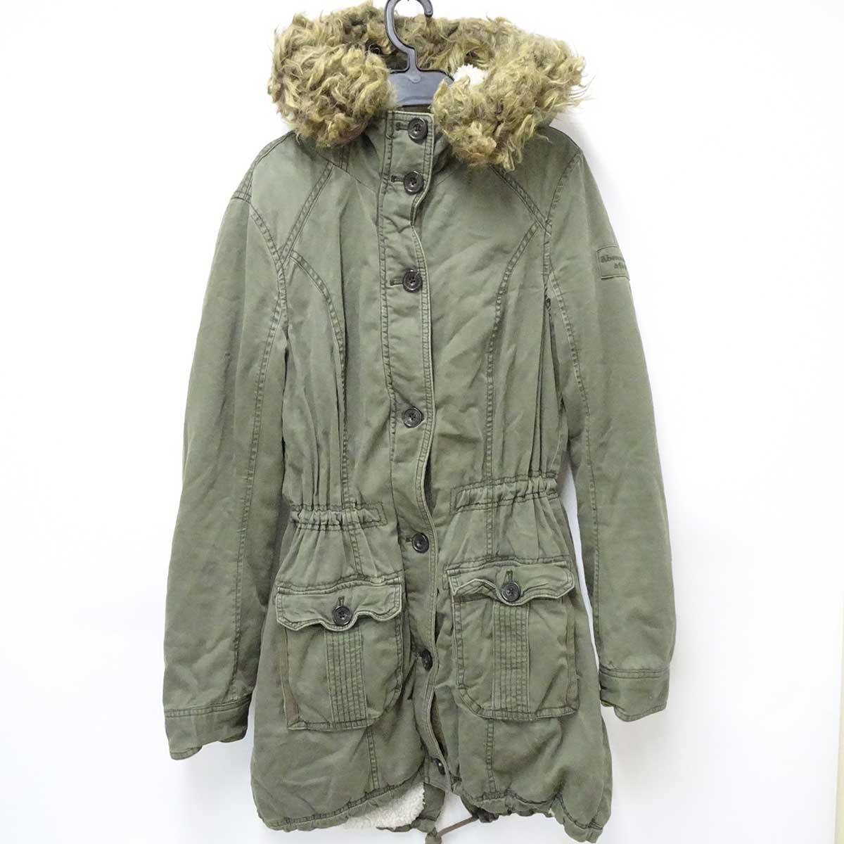 【中古】アバクロンビー&フィッチ 裏ボア ファーフード ミリタリージャケット L オリーブ 1U2134 メンズ Abercrombie & Fitch フライトジャケット アバクロ