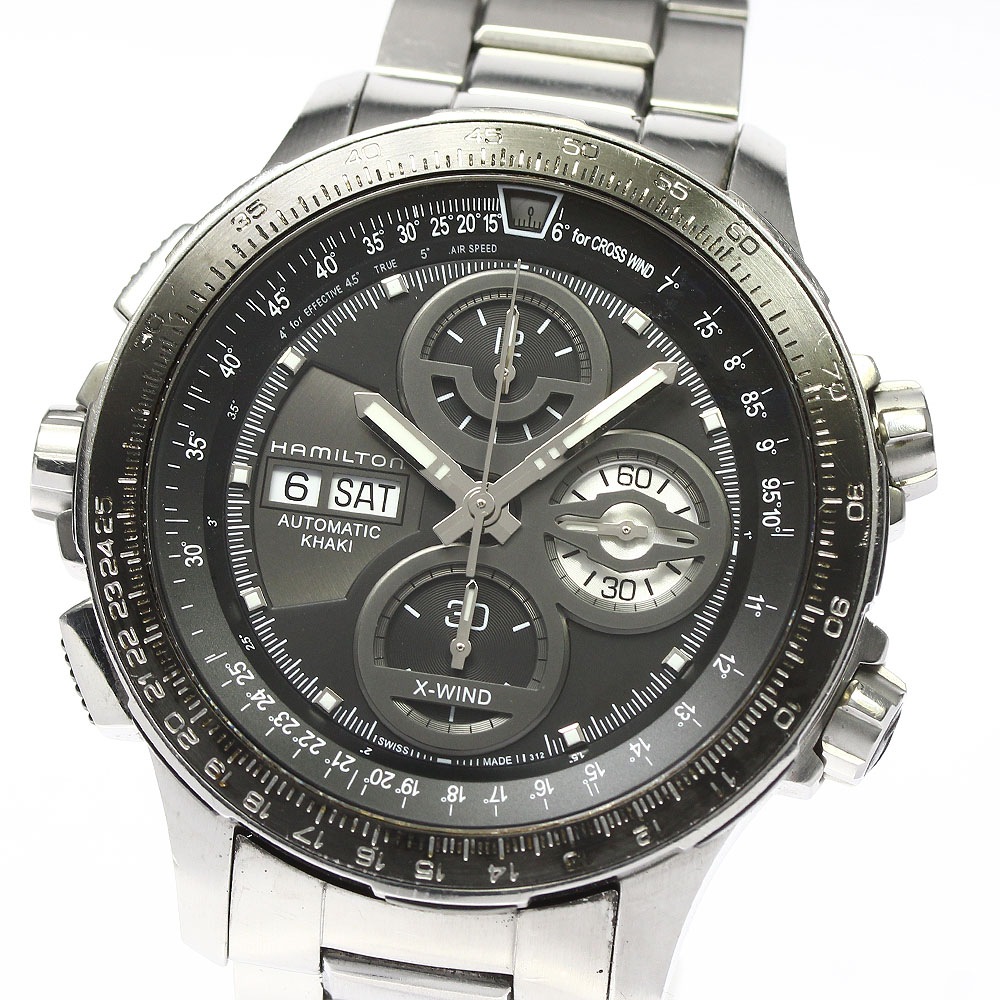 ハミルトン HAMILTON H777660 カーキ X-Wind クロノグラフ 自動巻き メンズ 箱・保証書付き_801978【中古】