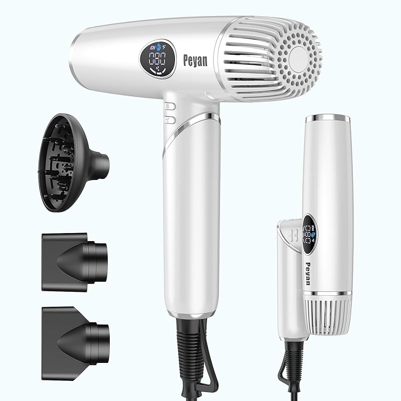 Slopehill 折り畳み式 ドライヤー 大風量 速乾 2000W マイナスイオン ヘアドライヤー 高速11万回転/分 HD LCD 自動クリーニング機能付き マグネット式ノズル付き 家庭/美容師サ